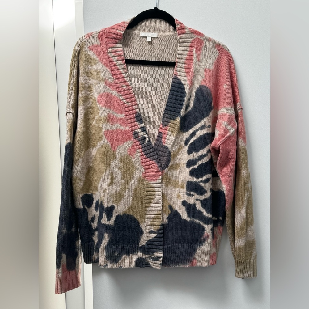 Lisa Todd Pink and Blue Abstract Cardigan